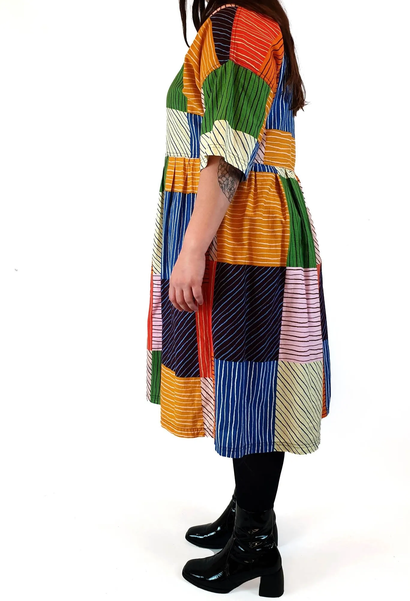 Gorman colourful check and striped print dress size L