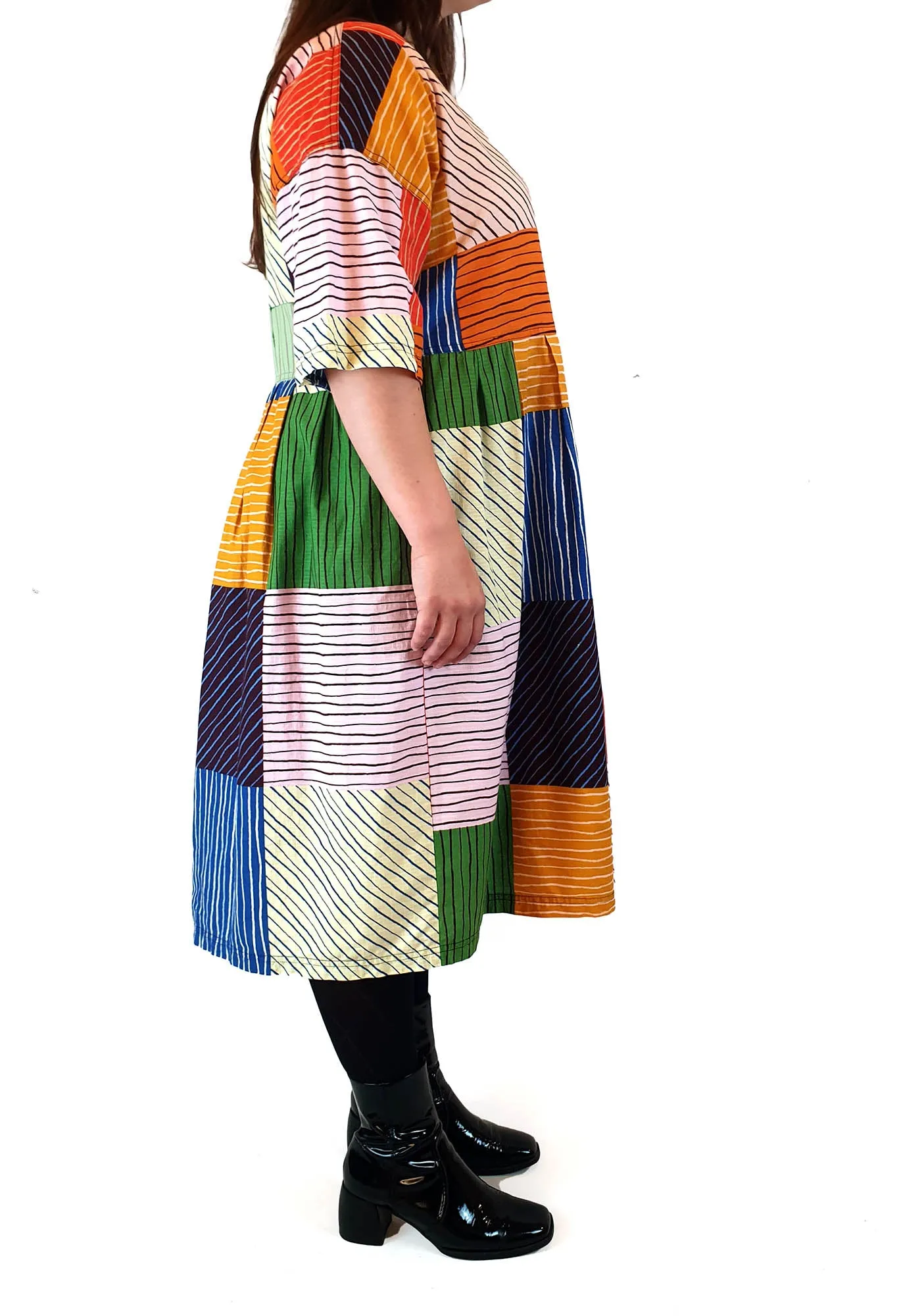 Gorman colourful check and striped print dress size L