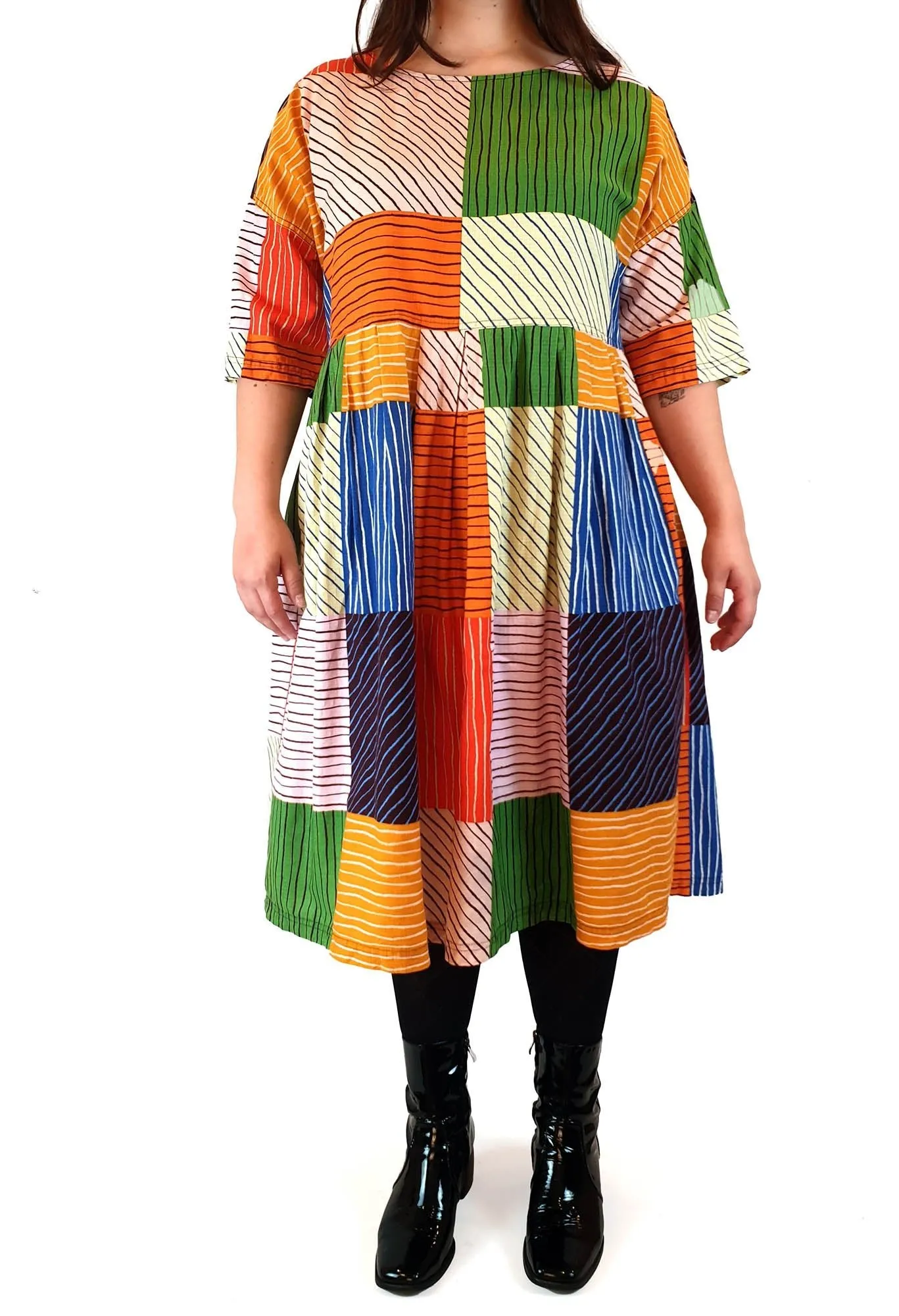 Gorman colourful check and striped print dress size L