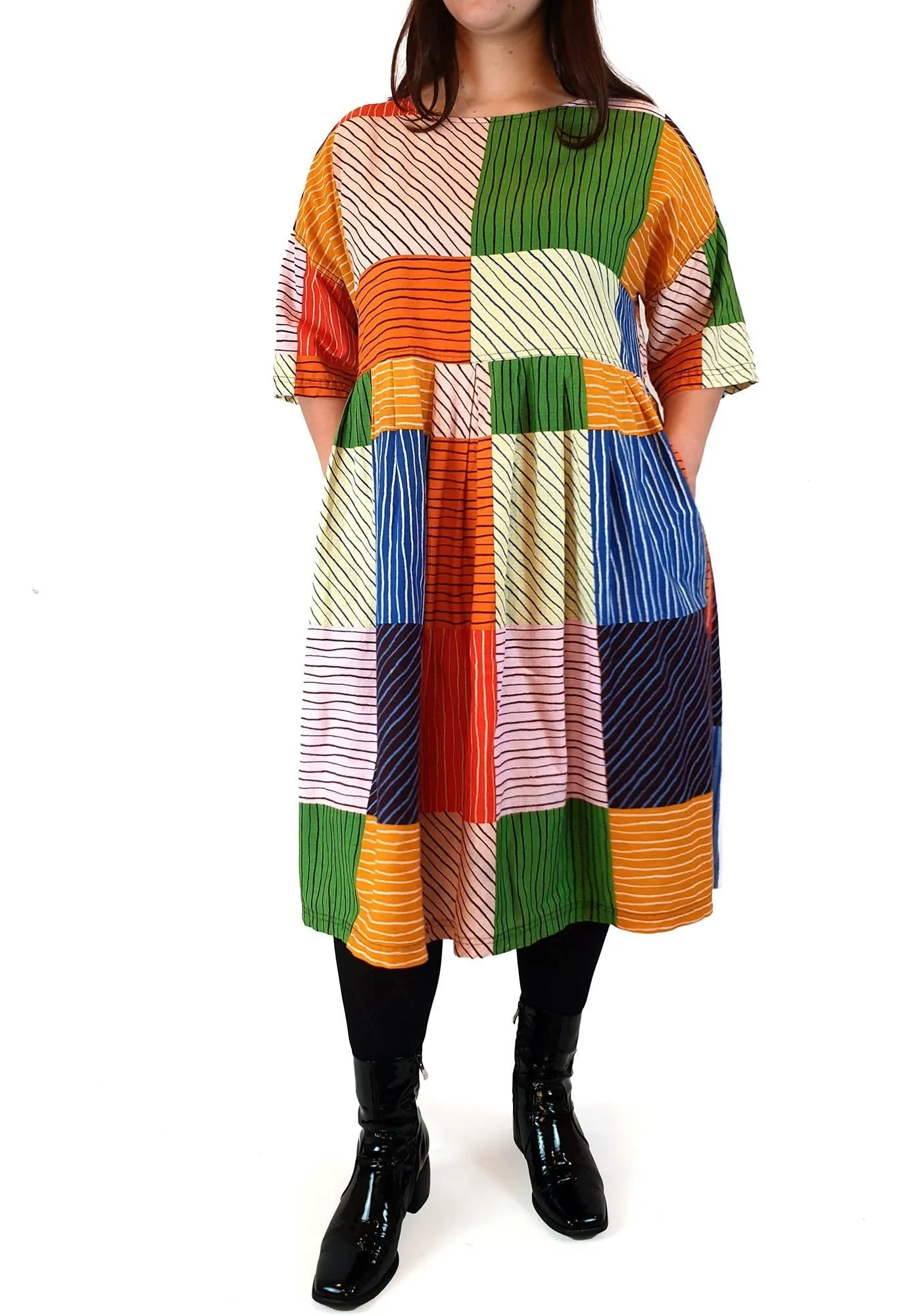 Gorman colourful check and striped print dress size L