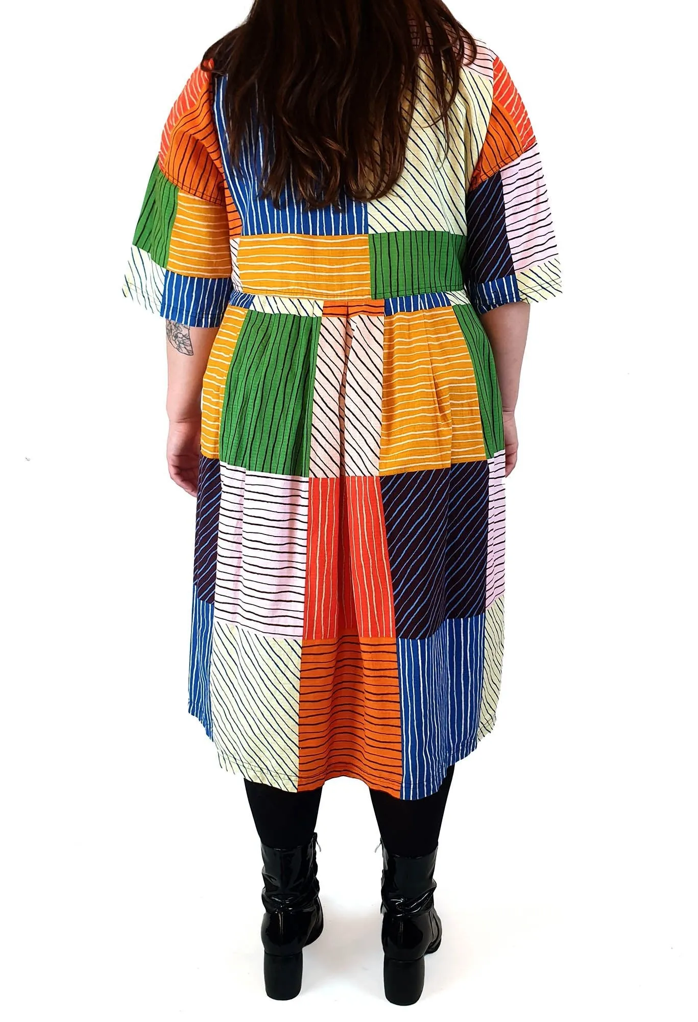 Gorman colourful check and striped print dress size L