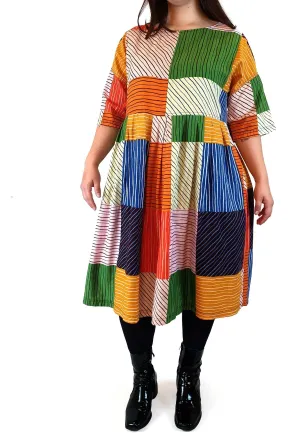 Gorman colourful check and striped print dress size L