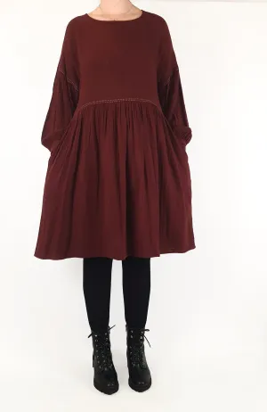 Gorman deep red cotton long sleeve dress with contrasting stitching size 12