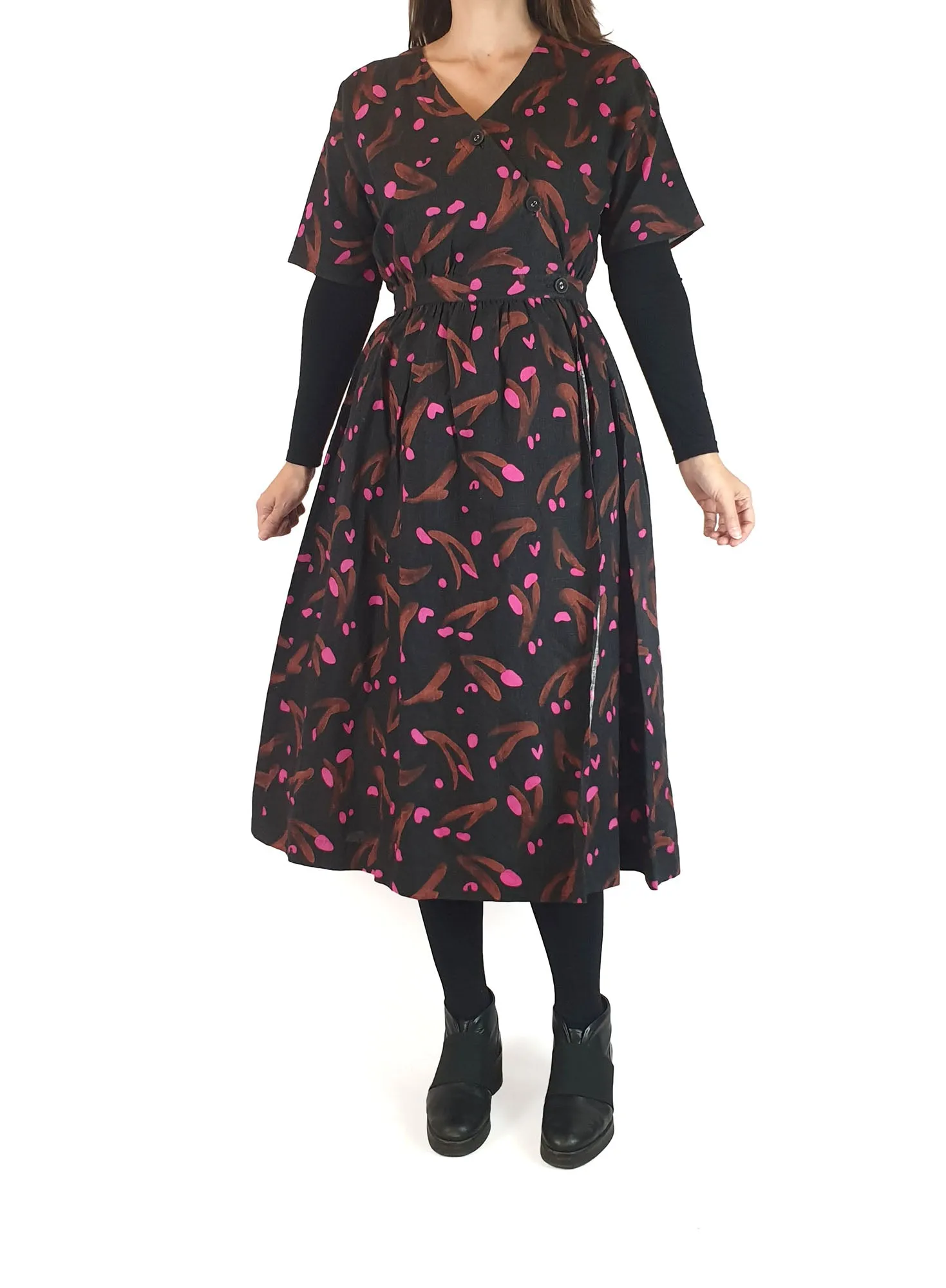 Gorman   Jamilla Okubo black and pink print dress size 8