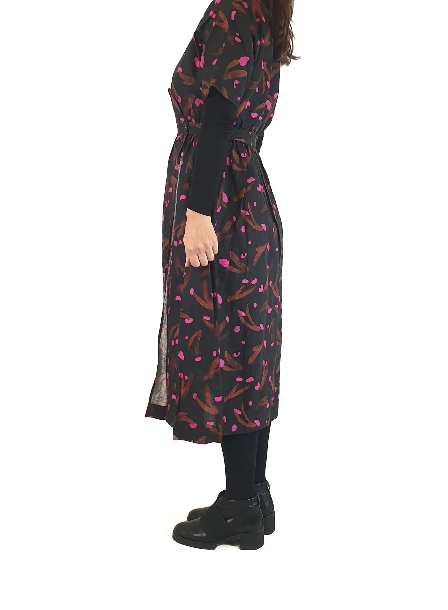 Gorman   Jamilla Okubo black and pink print dress size 8