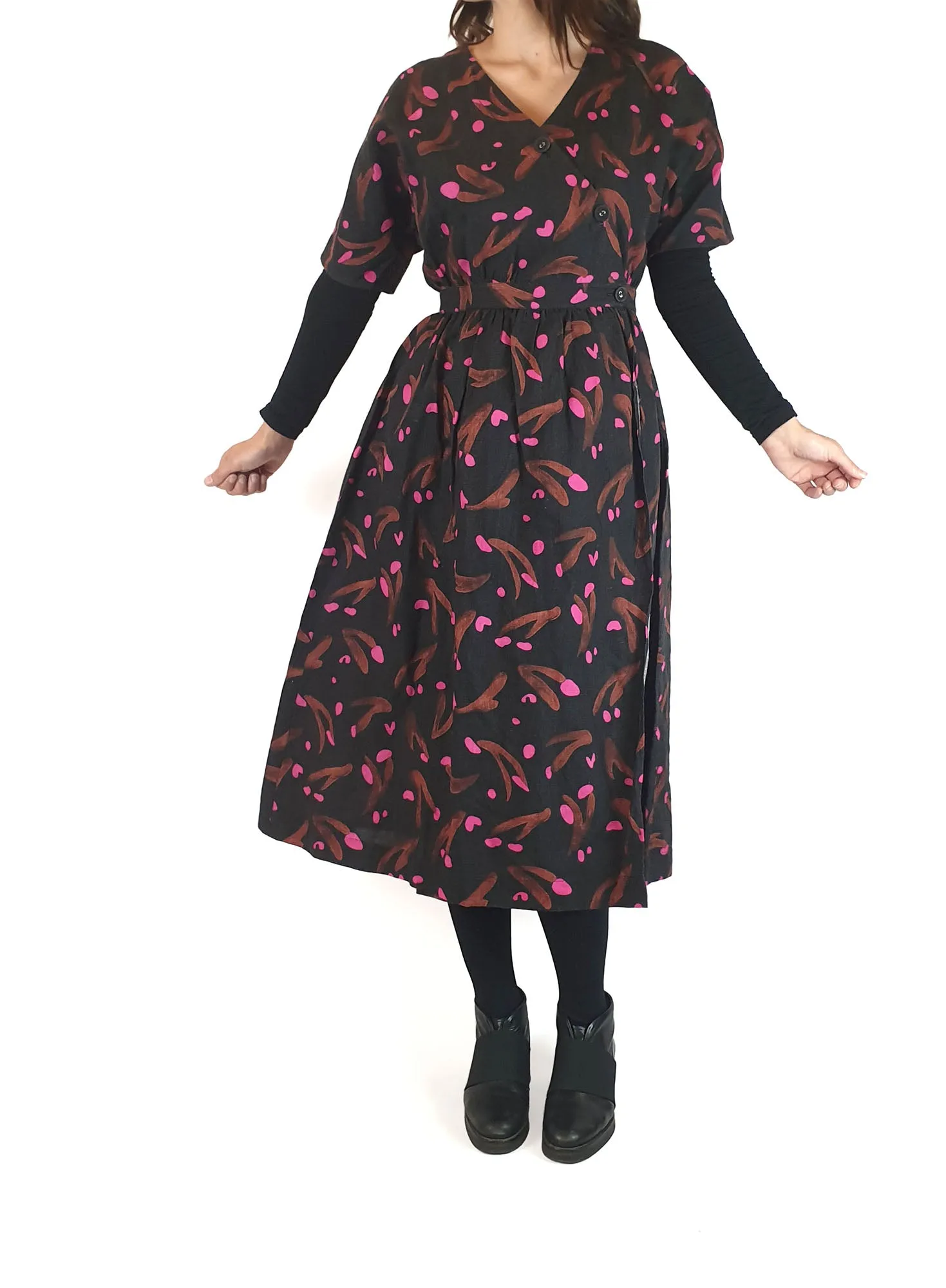 Gorman   Jamilla Okubo black and pink print dress size 8