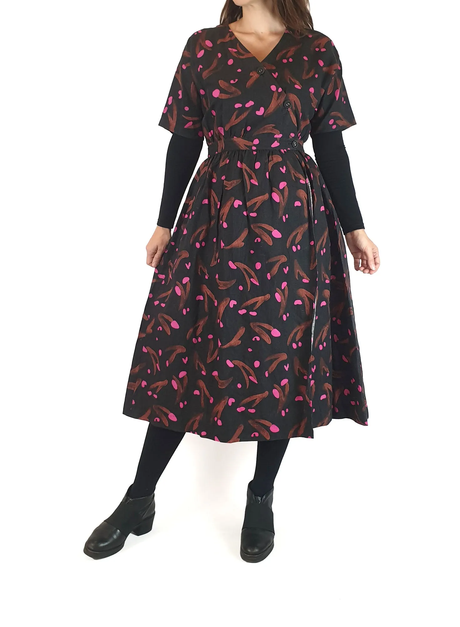 Gorman   Jamilla Okubo black and pink print dress size 8