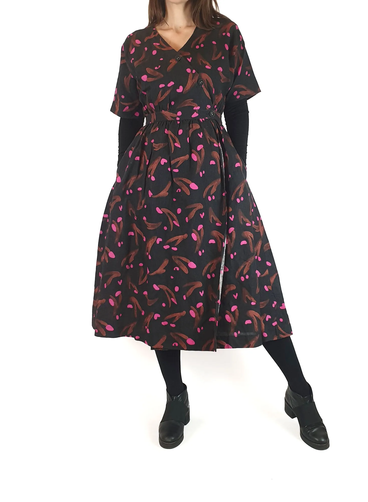 Gorman   Jamilla Okubo black and pink print dress size 8