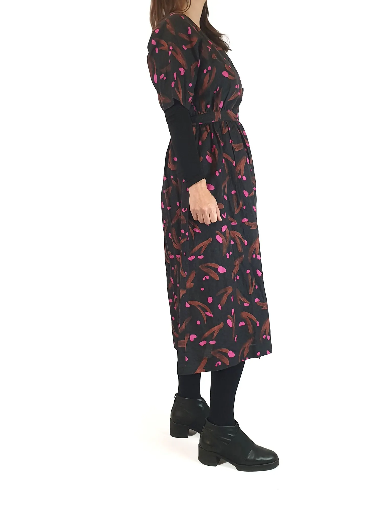 Gorman   Jamilla Okubo black and pink print dress size 8