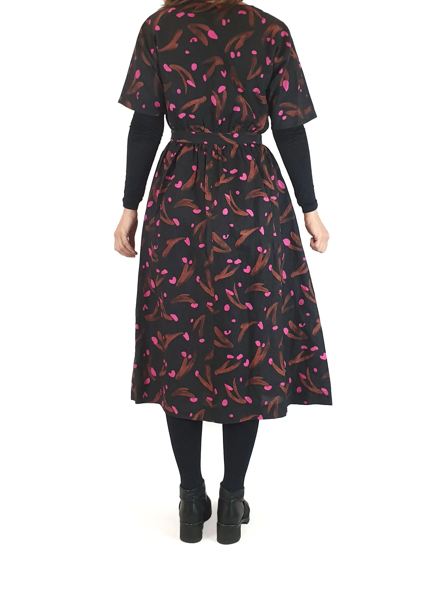Gorman   Jamilla Okubo black and pink print dress size 8