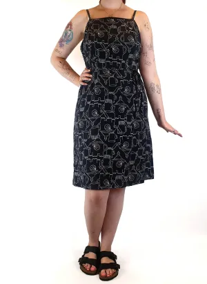 Gorman x Monika Forsberg black dress with elephants and tea print size 12