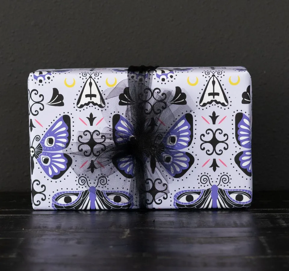 Gothic Moth Gift Wrap (1 Sheet)