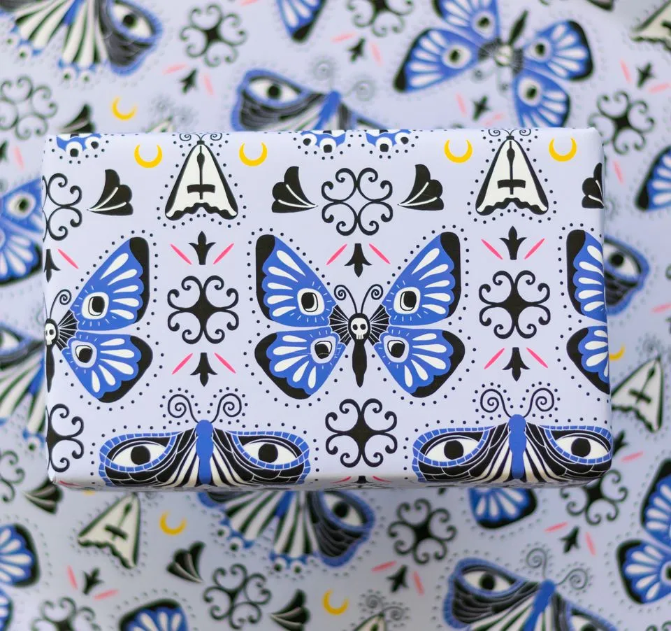 Gothic Moth Gift Wrap (1 Sheet)