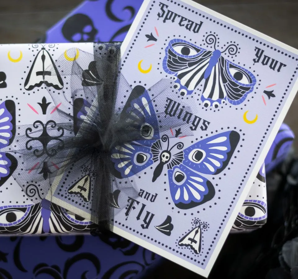 Gothic Moth Gift Wrap (1 Sheet)