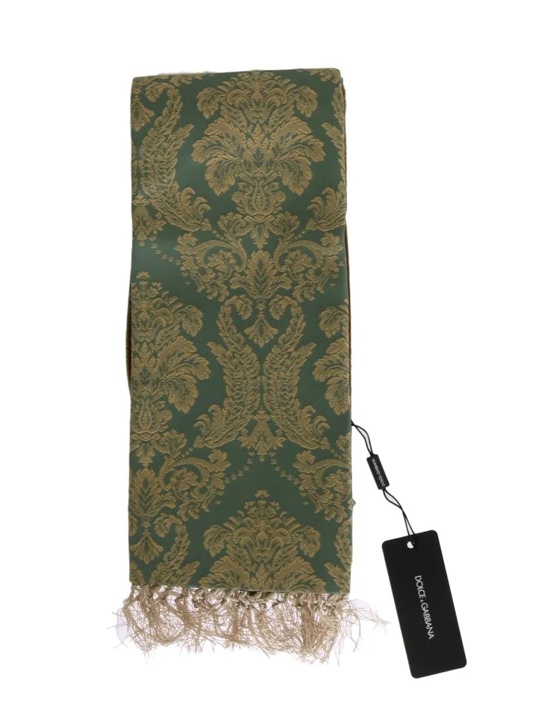 Green Gold Jacquard Cotton Scarf