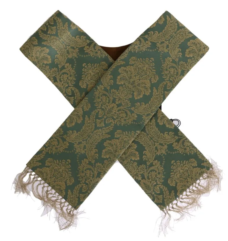 Green Gold Jacquard Cotton Scarf