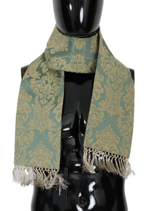 Green Gold Jacquard Cotton Scarf