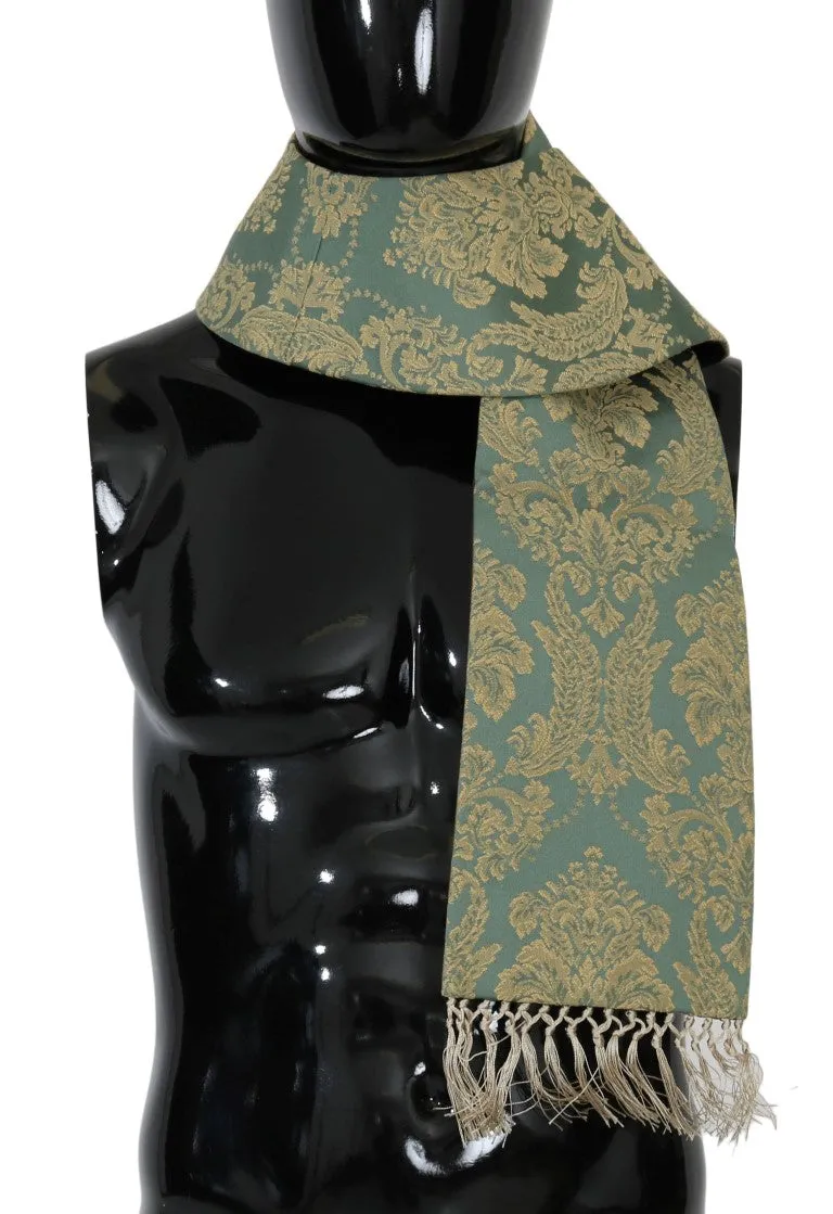 Green Gold Jacquard Cotton Scarf