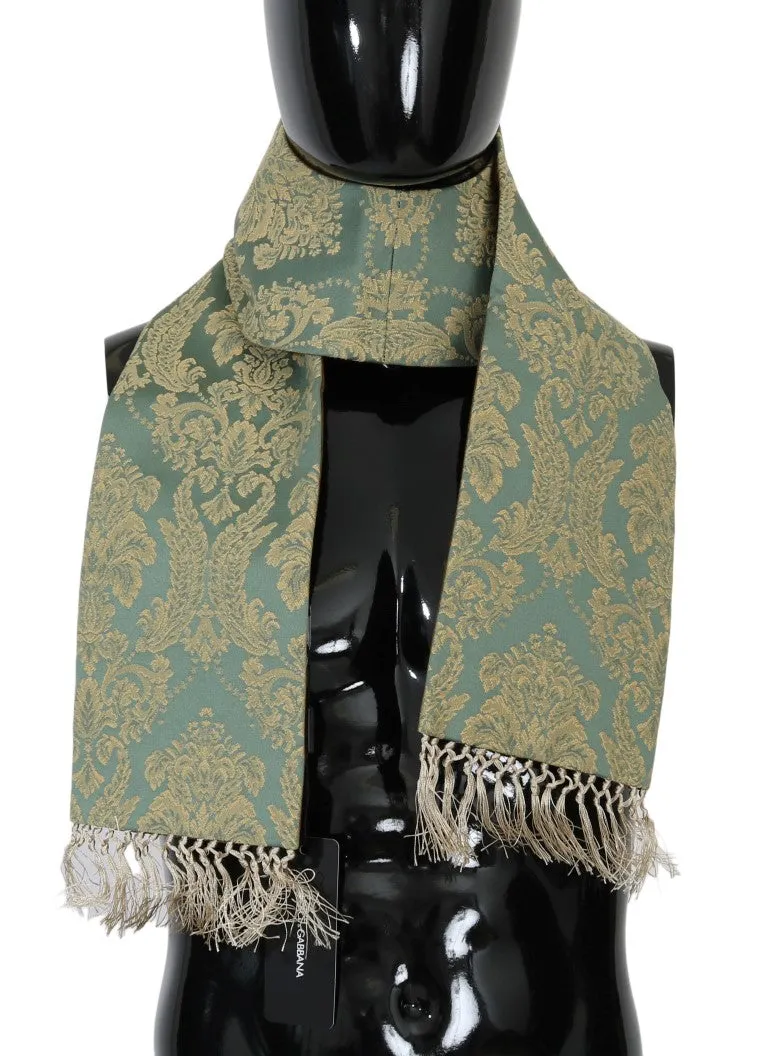Green Gold Jacquard Cotton Scarf