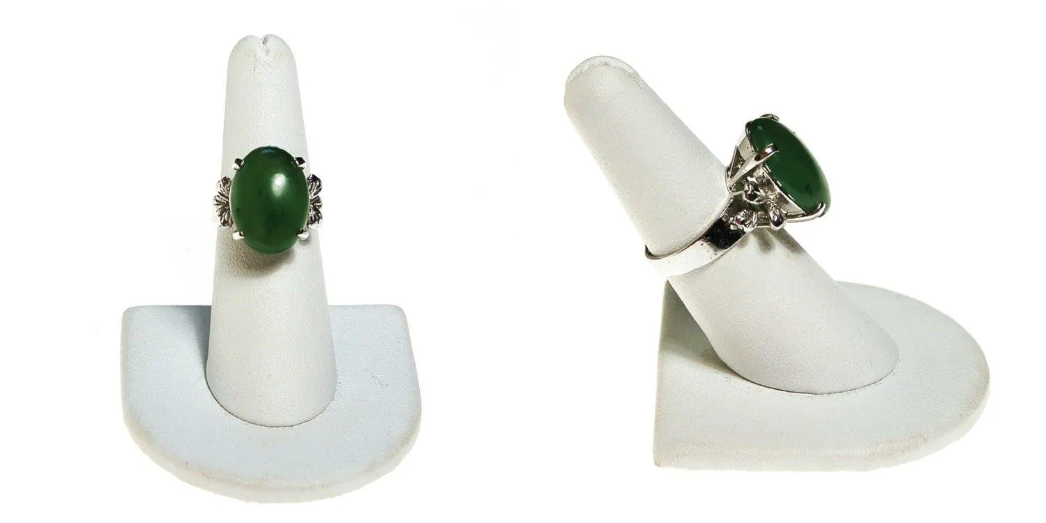 Green Jade Statement Ring, Sterling Silver