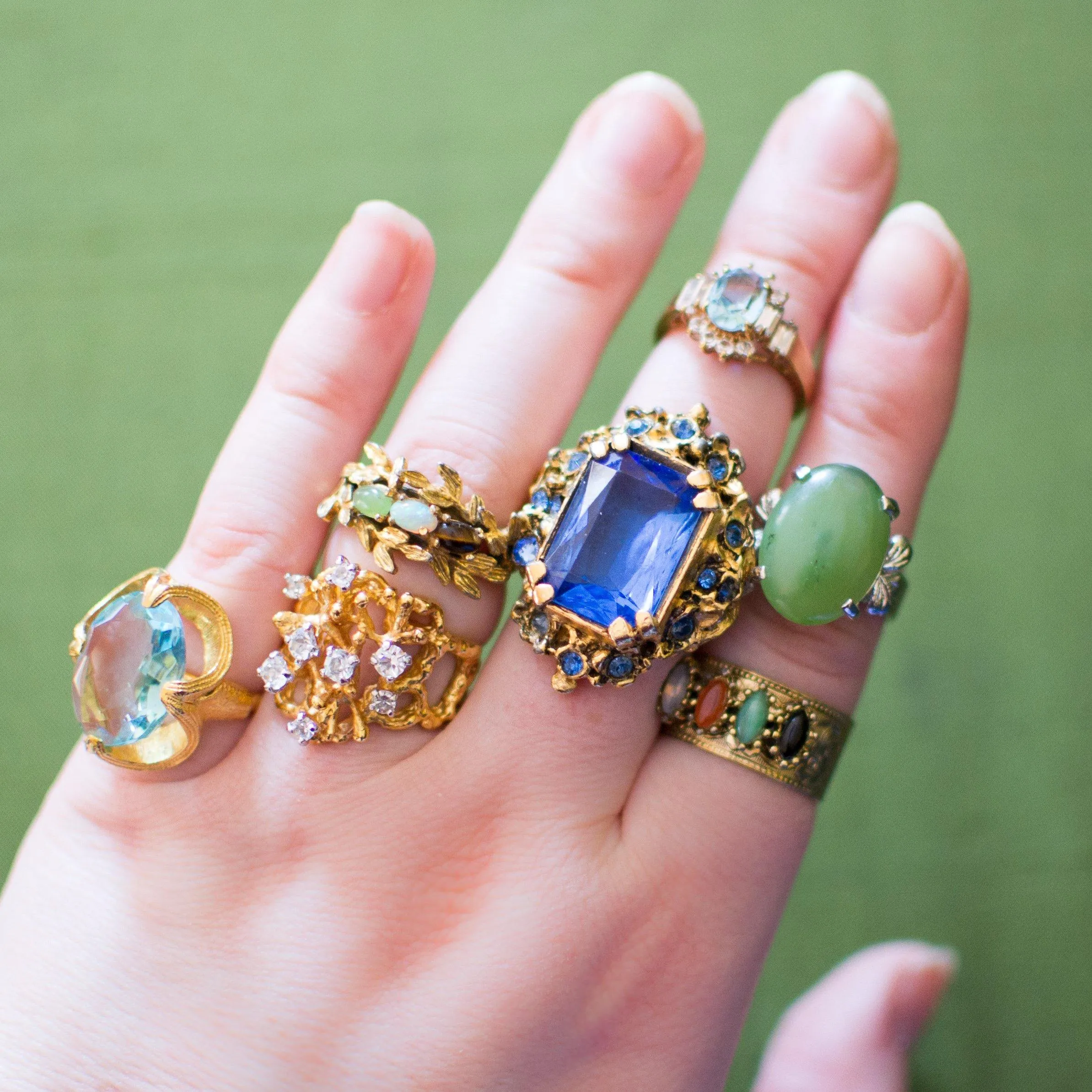 Green Jade Statement Ring, Sterling Silver