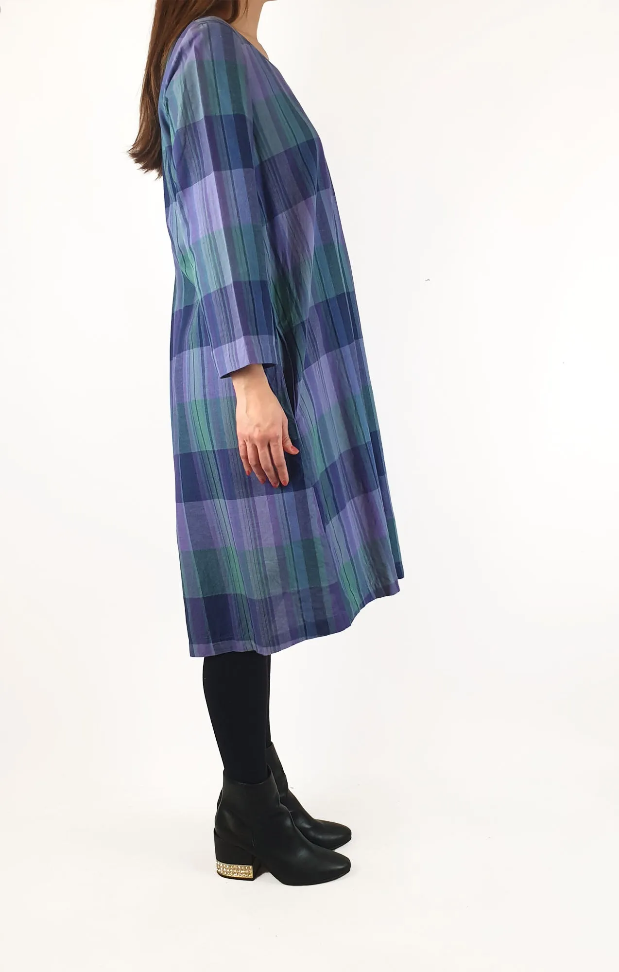 Gudrun Sjoden plaid long sleeve dress size S