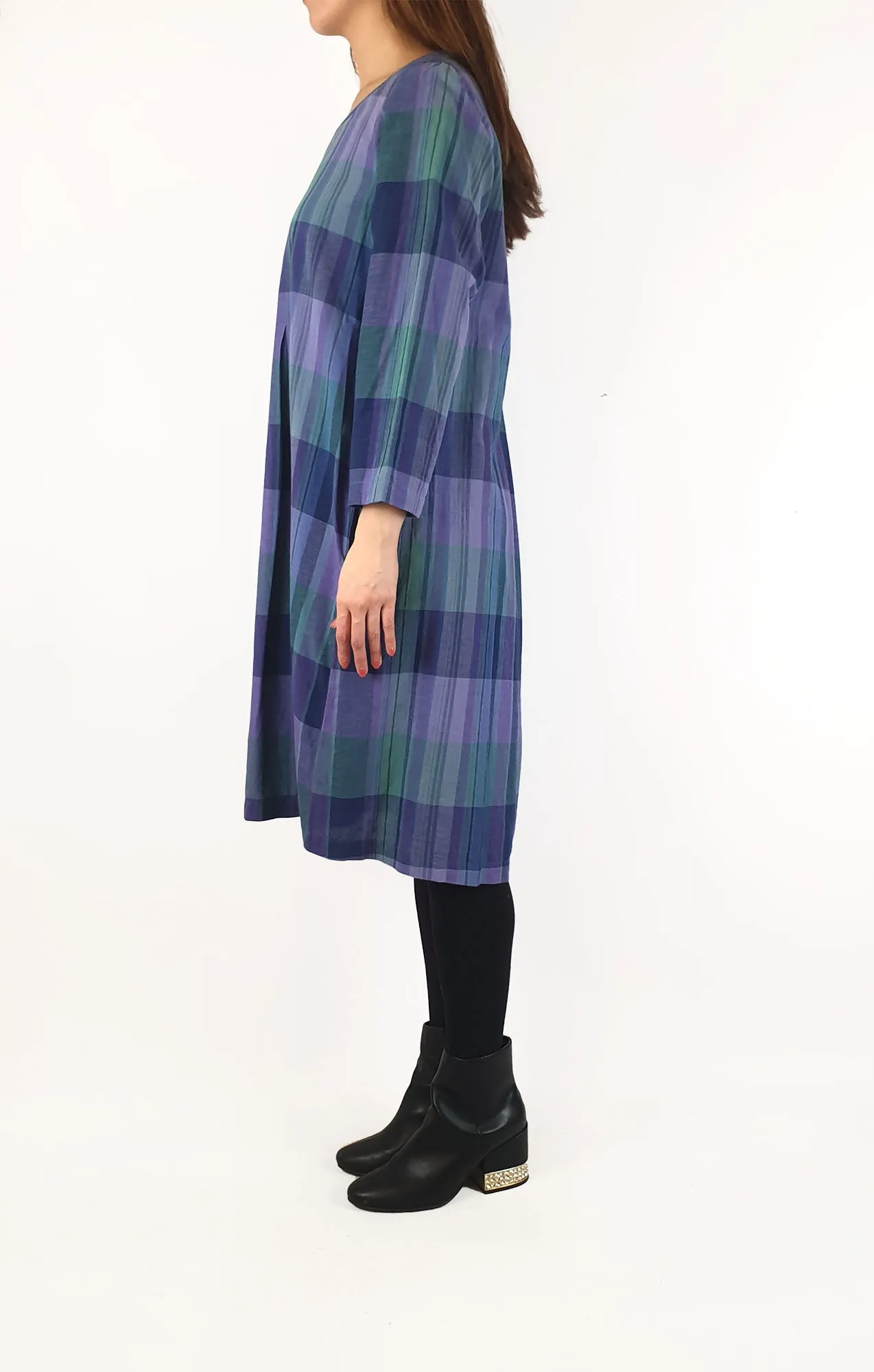 Gudrun Sjoden plaid long sleeve dress size S