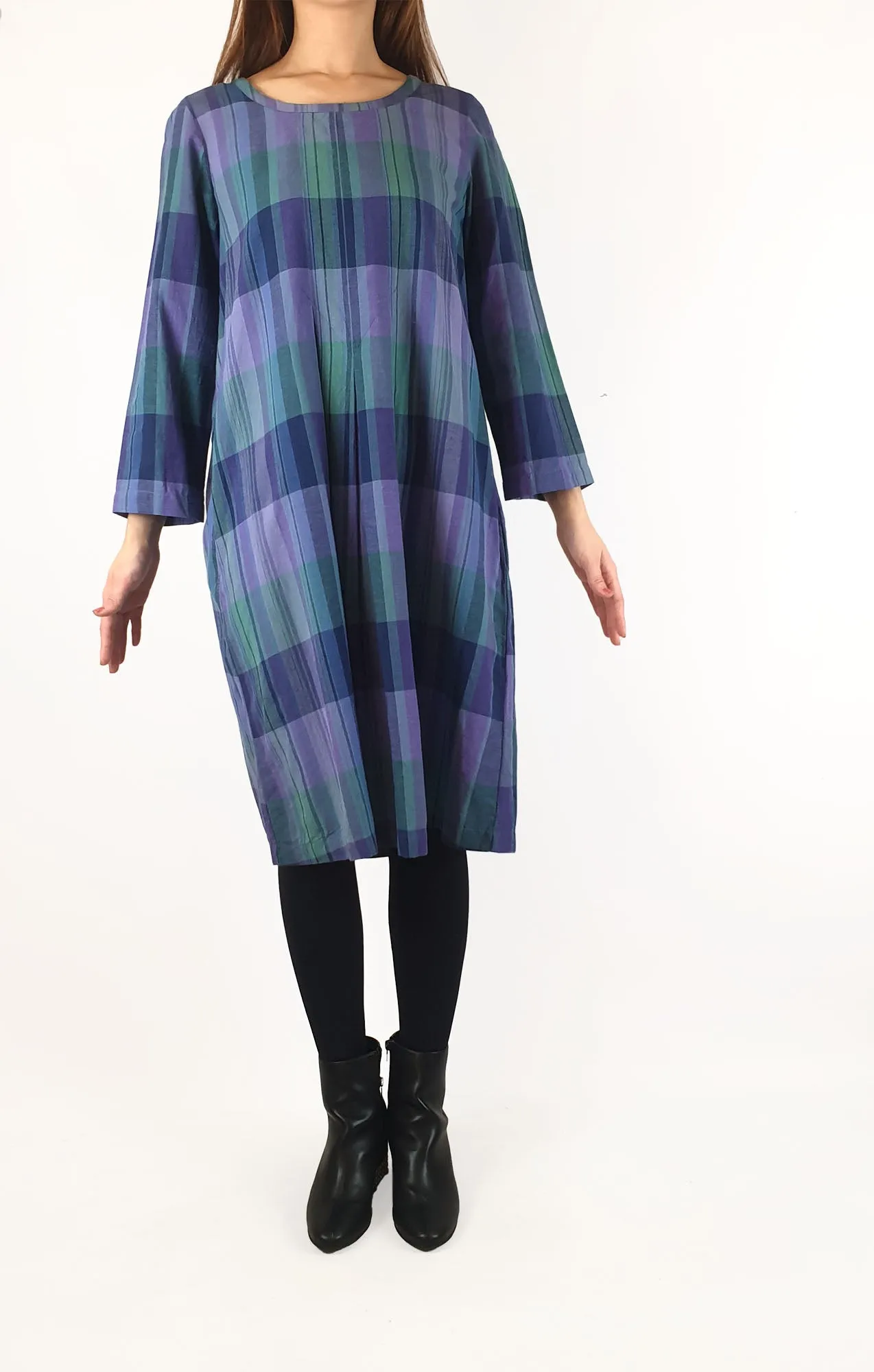 Gudrun Sjoden plaid long sleeve dress size S