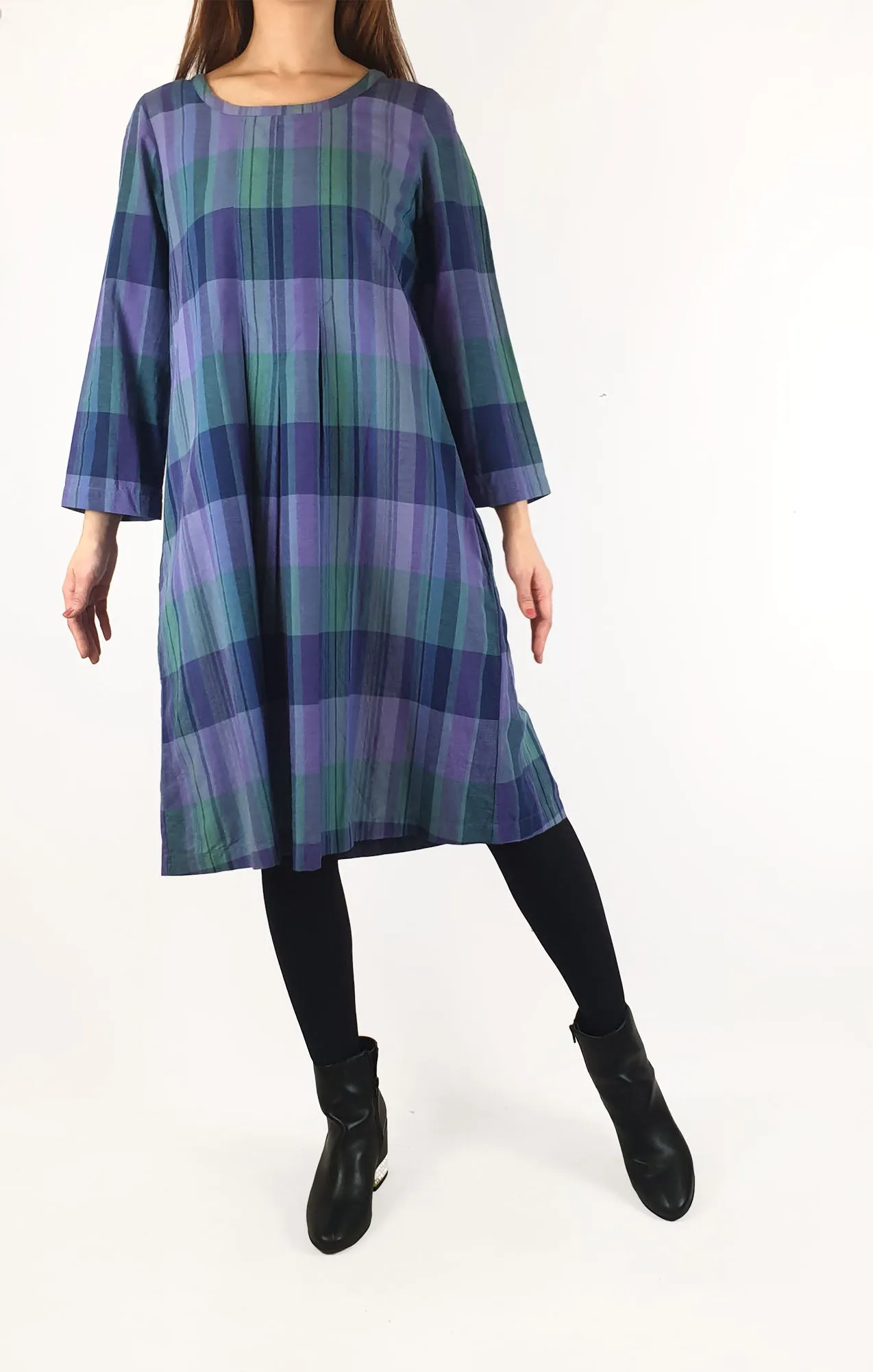Gudrun Sjoden plaid long sleeve dress size S