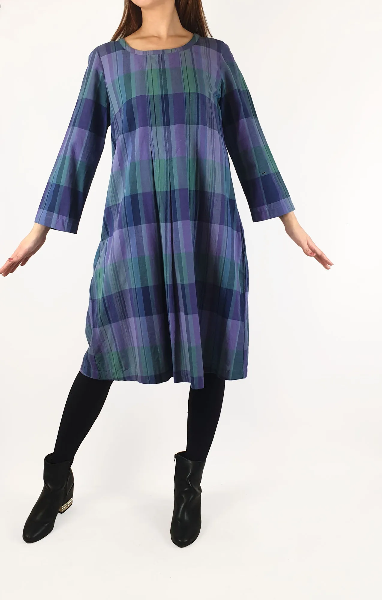 Gudrun Sjoden plaid long sleeve dress size S