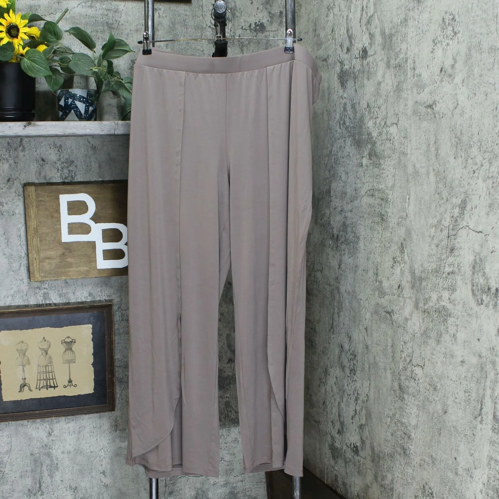 H by Halston Plus Size Jet Set Jersey Fly-Away Knit Pants