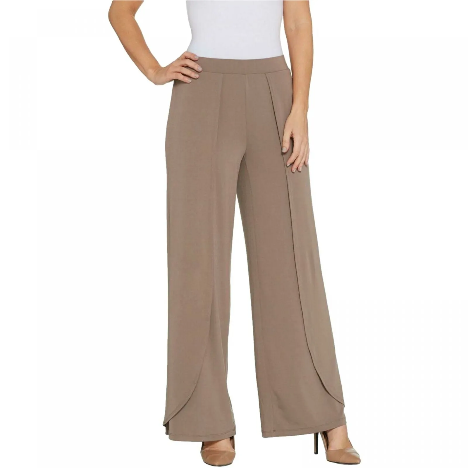 H by Halston Plus Size Jet Set Jersey Fly-Away Knit Pants