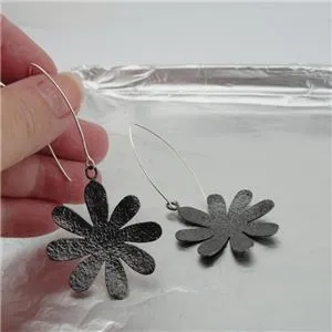Hadar Designers Handmade Floral Oxidized Black Sterling Silver Earrings () SALE