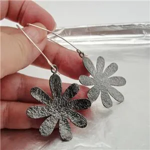 Hadar Designers Handmade Floral Oxidized Black Sterling Silver Earrings () SALE