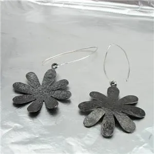 Hadar Designers Handmade Floral Oxidized Black Sterling Silver Earrings () SALE
