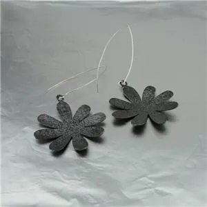 Hadar Designers Handmade Floral Oxidized Black Sterling Silver Earrings () SALE