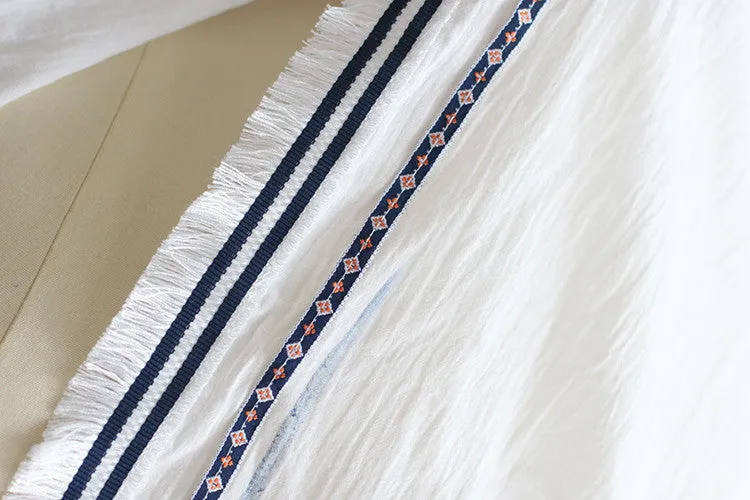 Hand Painted Lightweight Cotton Scarves White