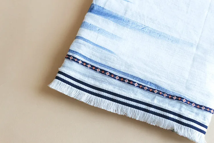 Hand Painted Lightweight Cotton Scarves White