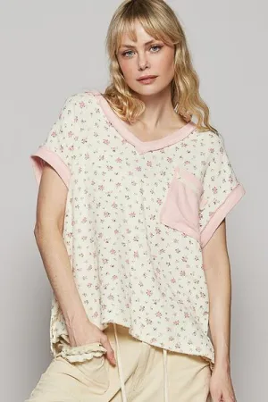 Hazel Blues® |  POL Floral V-Neck Short Sleeve T-Shirt
