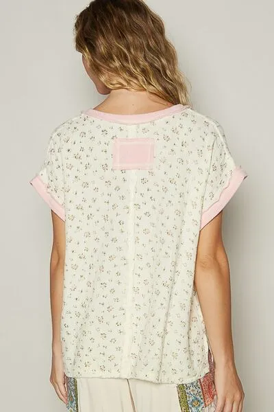 Hazel Blues® |  POL Floral V-Neck Short Sleeve T-Shirt