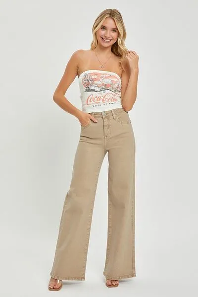 Hazel Blues® | RISEN Tummy Control High Rise Wide Leg Jeans