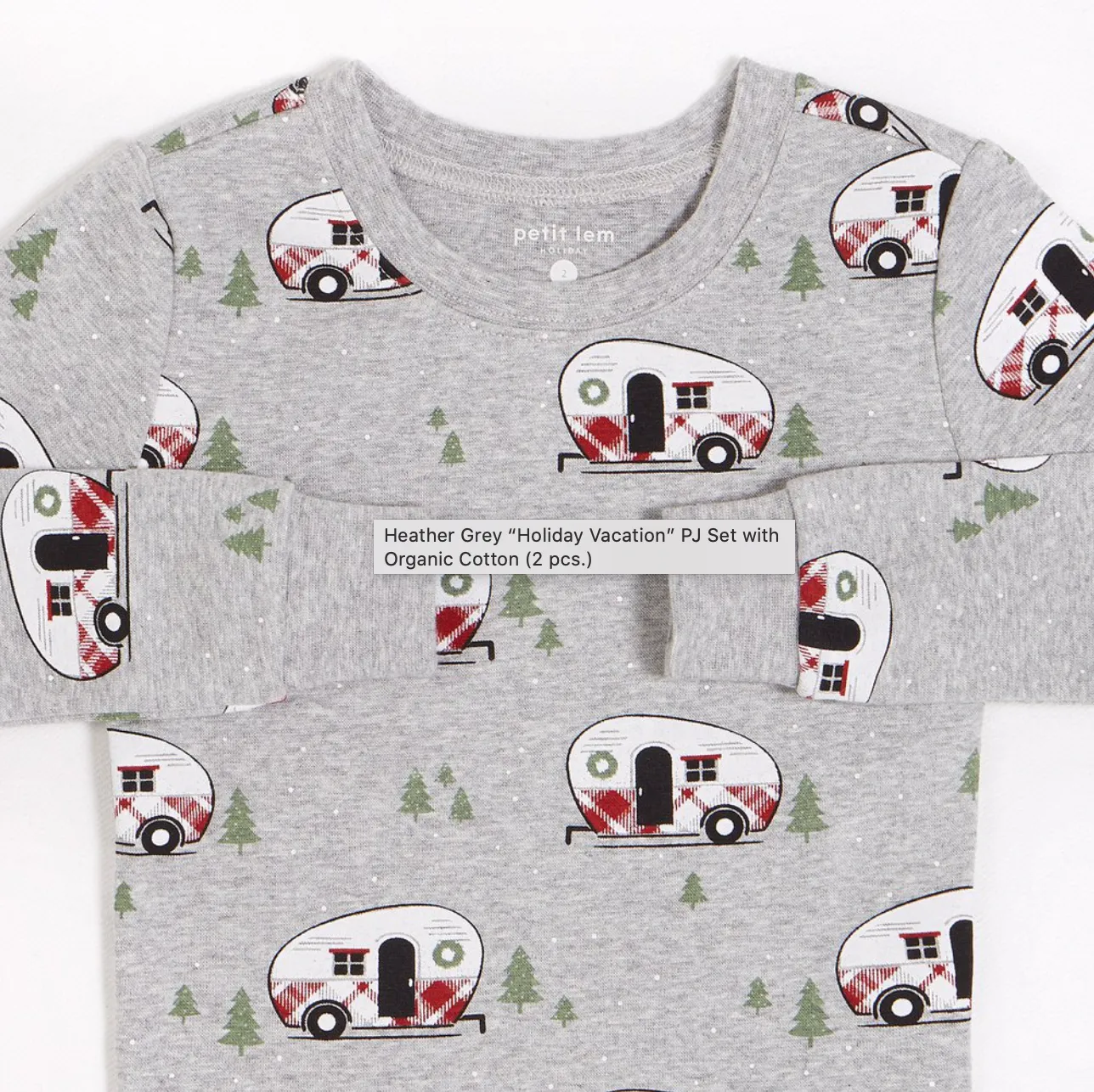 Heather Grey “Holiday Vacation” PJ Set with Organic Cotton (2 pcs.)