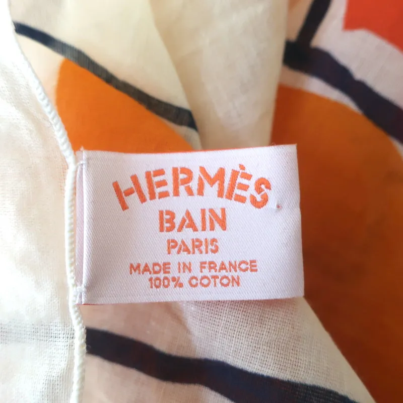 Hermes Bain Choregraphie Equestre Pareo Scarf Orange/Yellow Cotton