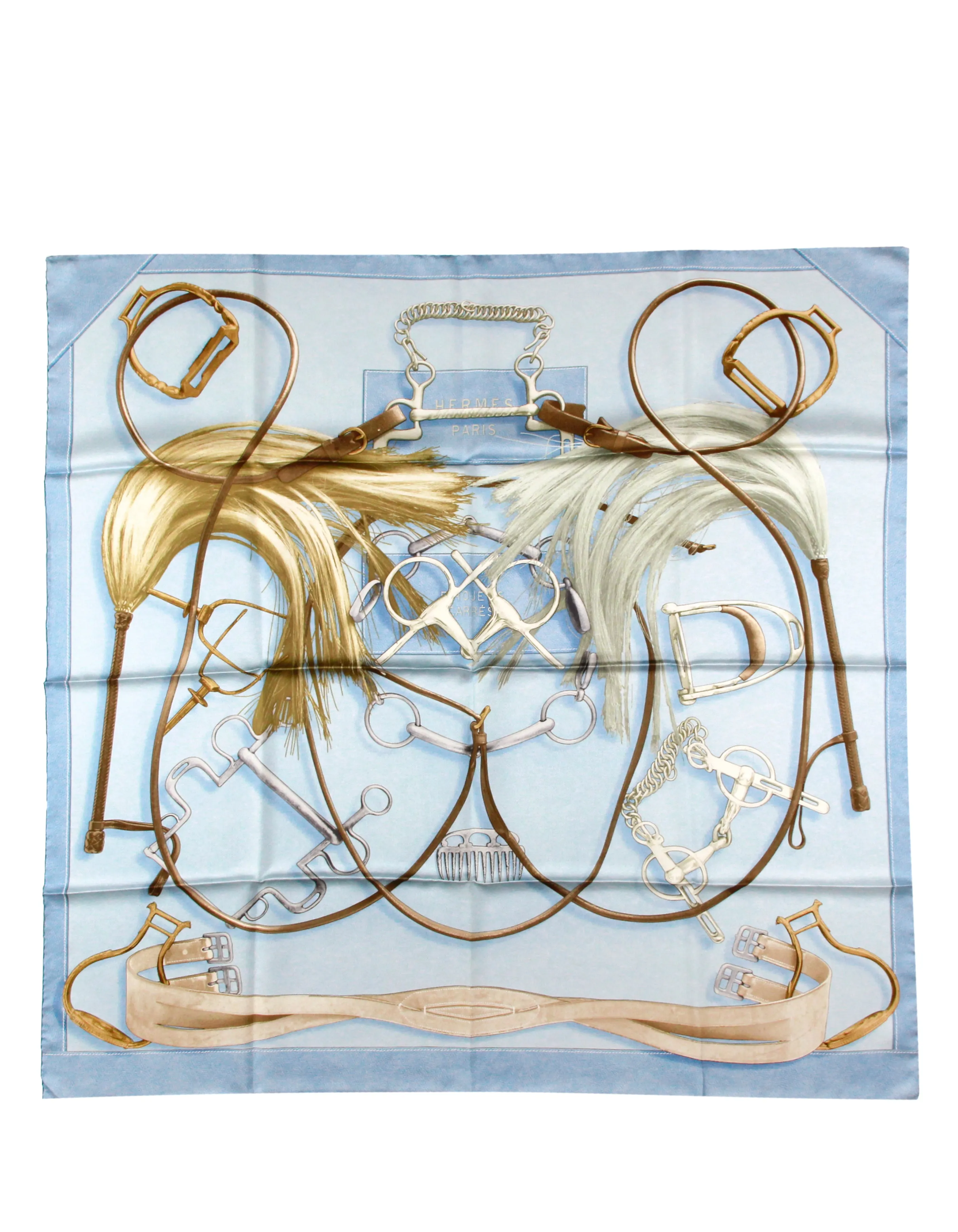 Hermes Blue/Blue Ciel Project Carres 90cm Silk Scarf