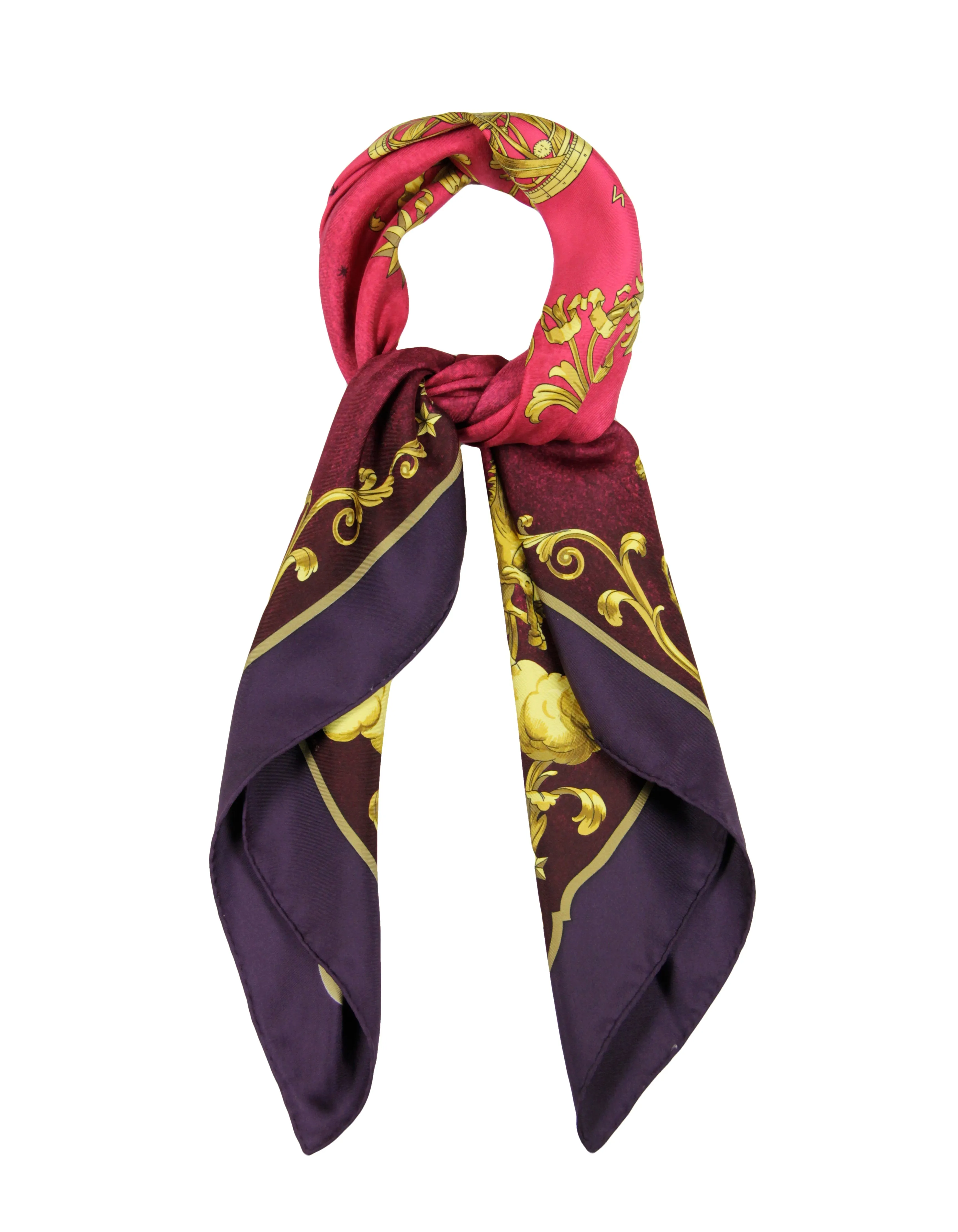 Hermes Bordeaux Cosmos 90cm Silk Scarf