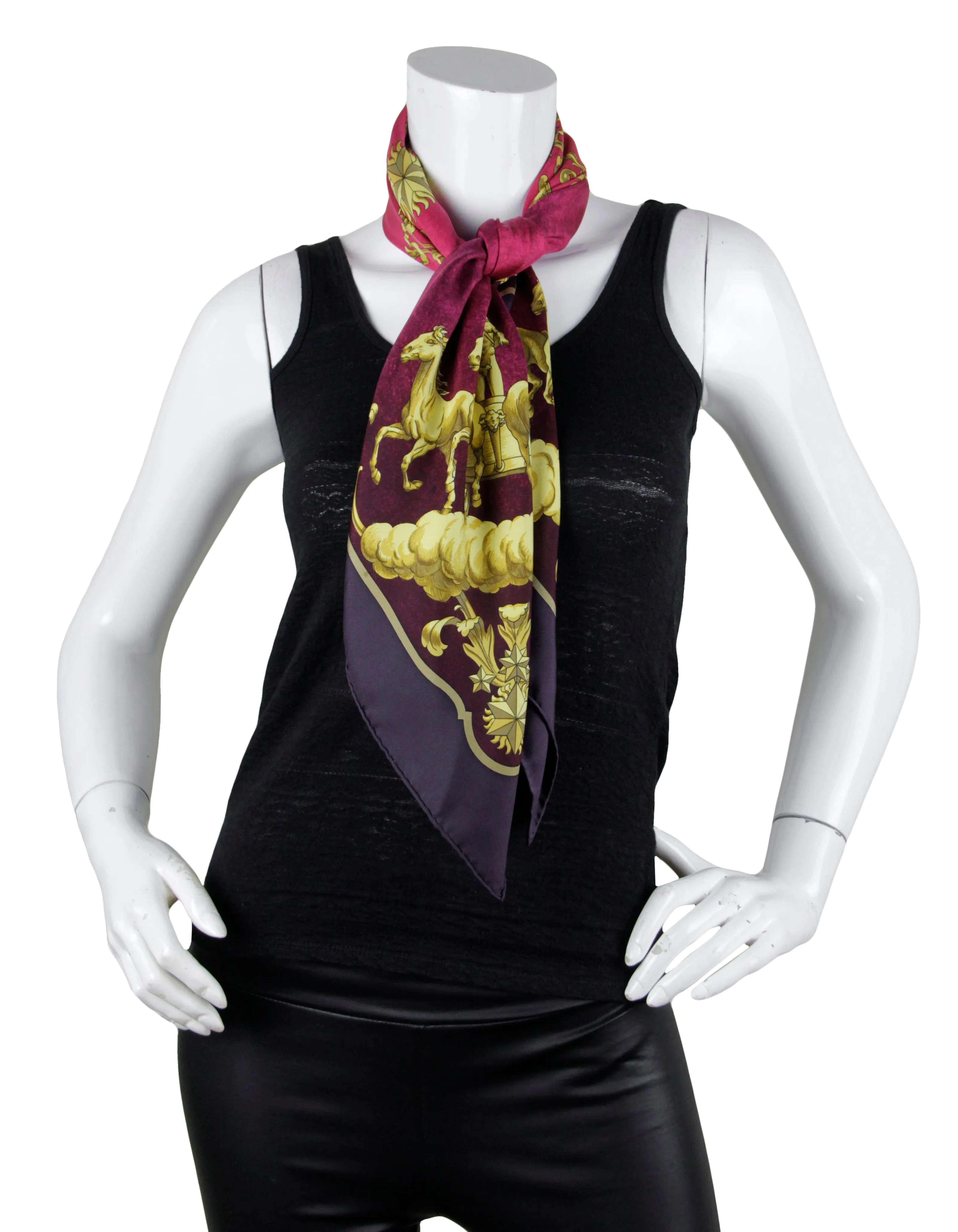 Hermes Bordeaux Cosmos 90cm Silk Scarf