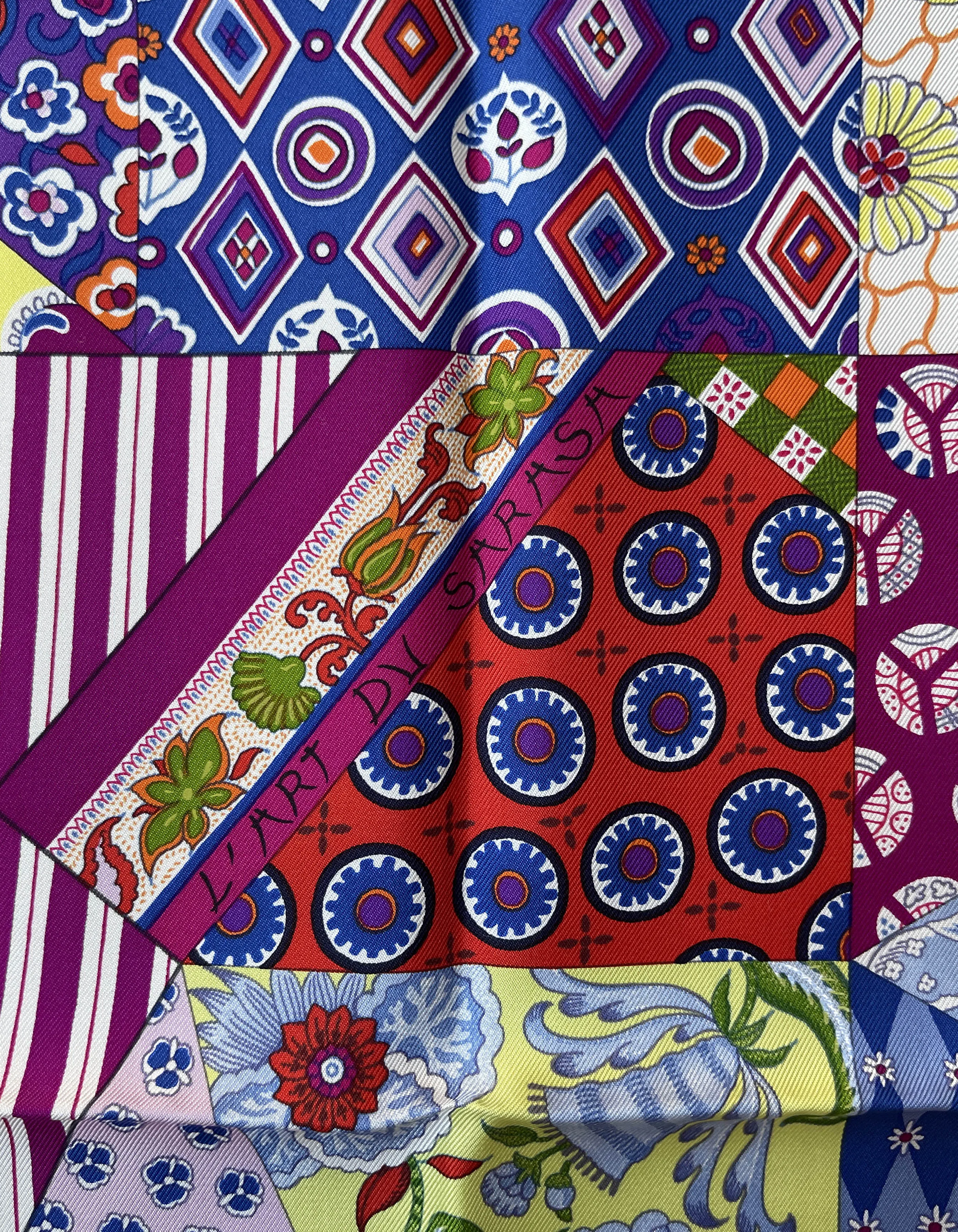 Hermes Fuchsia L'Art du Sarasa 90cm Silk Scarf