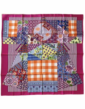 Hermes Fuchsia L'Art du Sarasa 90cm Silk Scarf