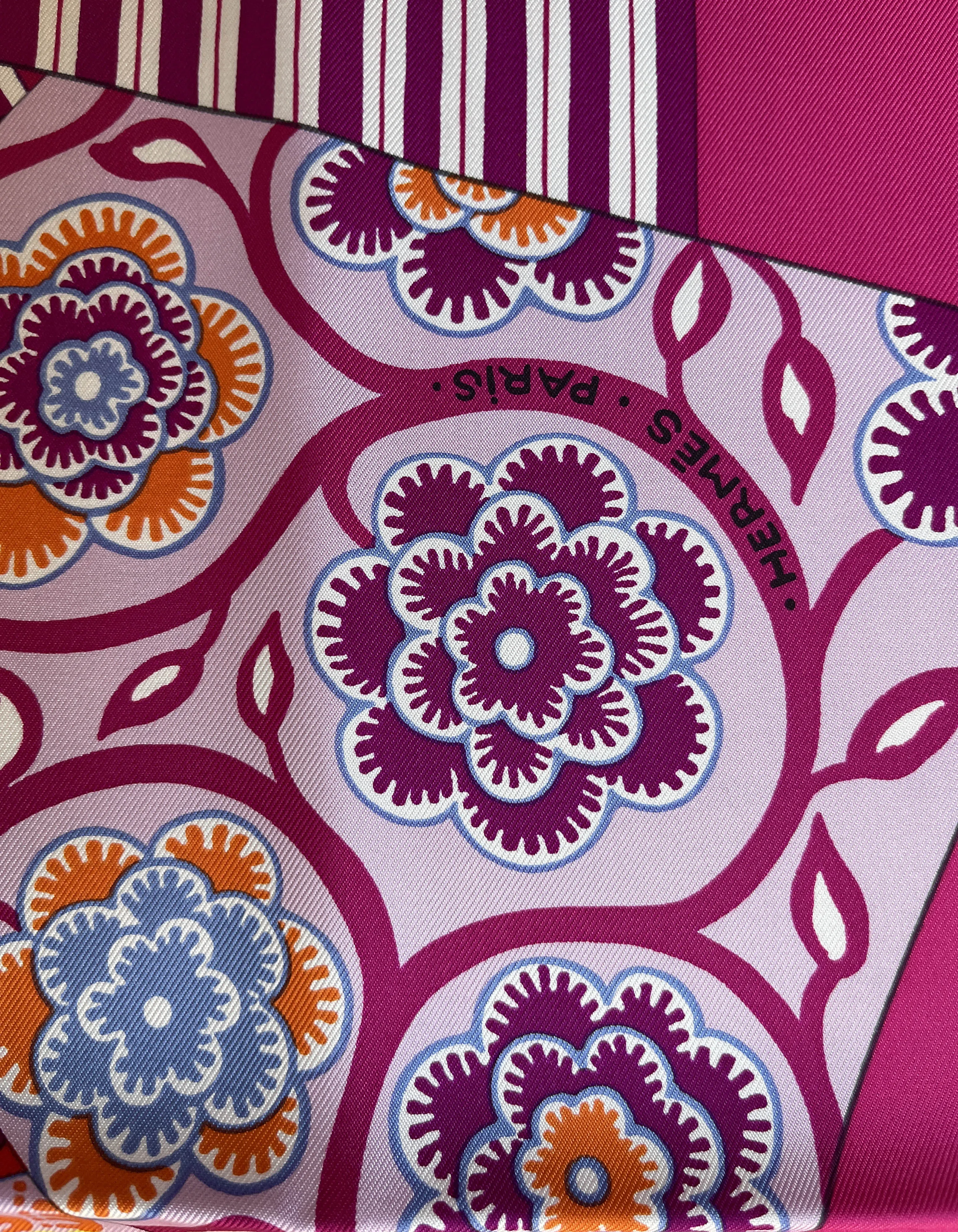 Hermes Fuchsia L'Art du Sarasa 90cm Silk Scarf