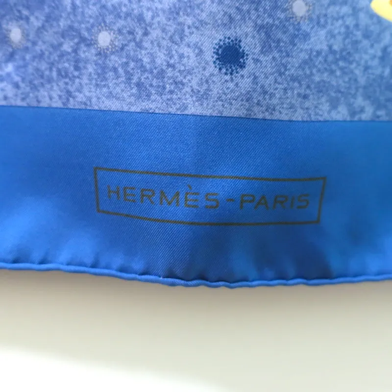 Hermes La Voie Lactee 90cm Scarf Blue Milky Way Print Silk Twill